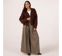 Apricot Rose Applique Chunky Knit Open Cardigan BROWN LARGE