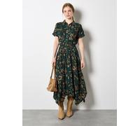 Apricot Women's Sarasa Floral Shirt Midi Dress in Green | Size: 16 Apricot Green 16