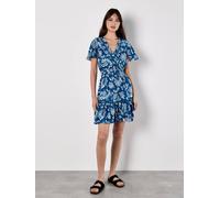 Apricot Women's Sarasa Floral Wrap Mini Dress in Blue | Size: 12 Apricot Blue 12