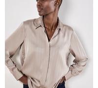 Apricot Satin Self-Stripe Oversized Blouse STONE 2XL