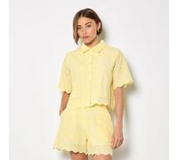 Apricot Scallop Edge Broderie Shirt YELLOW 2XL