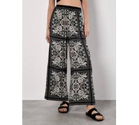 Apricot Scarf Print Flare Trousers In Black Black 10