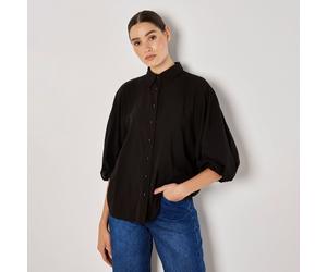 Apricot Seam Detail Puff Sleeve Shirt BLACK SIZE 10
