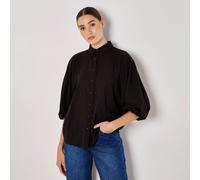 Apricot Seam Detail Puff Sleeve Shirt BLACK SIZE 14
