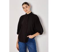 Apricot Women's Seam Detail Puff Sleeve Shirt in Black | Size: 8 Apricot Black 8