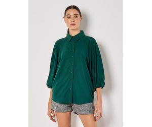 Apricot Seam Detail Puff Sleeve Shirt In Green Green 10