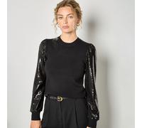 Apricot Sequin Arm Jumper BLACK 2XL