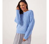 Apricot Sequin Iridescent Cable Jumper BLUE SIZE 10