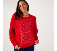Apricot Sequin Iridescent Cable Jumper BLUE SIZE 12