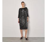 Apricot Sequin Lines Cocoon Dress SILVER SIZE 10