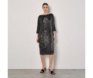 Apricot Sequin Lines Cocoon Dress SILVER SIZE 10