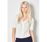 Apricot Short Sleeve Knitted Cardigan, White, Size S, Women White