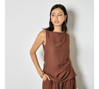 Apricot Side Knot Neck Top BLACK 2XL