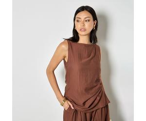 Apricot Side Knot Neck Top BLACK 2XL