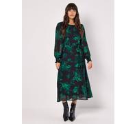 Apricot Silhouette Floral Chiffon Midaxi Dress In Green Green 14