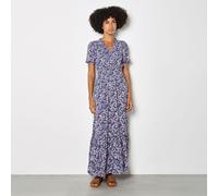 Apricot Smock V-Neck Floral Midi Dress BLUE 2XL