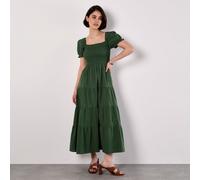 Apricot Smocked Cotton Poplin Midi Dress GREEN 2XL