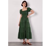 Apricot Smocked Dtl Cotton Poplin Midi Dress, Green, Size L, Women Green
