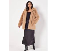 Apricot Women's Soft Faux Fur Zipped Jacket in Brown | Size: 10 Apricot Brown 10