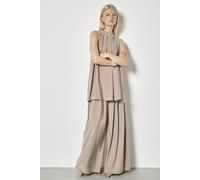 Apricot Soft Pleat Wide-Leg Trousers In Stone Stone