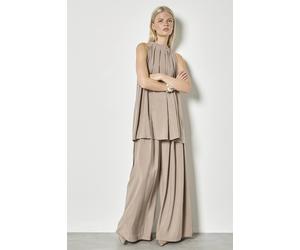 Apricot Soft Pleat Wide-Leg Trousers In Stone Stone