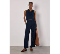 Apricot Soft Twill Wide Leg Trousers In Navy Navy 10