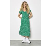 Apricot Women's Spot Print Milkmaid Midi Dress in Green | Size: 12 Apricot Green 12