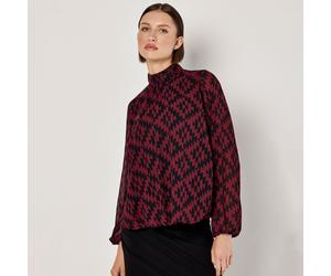 Apricot Staggered Geo High Neck Puff Top PINE SIZE 10