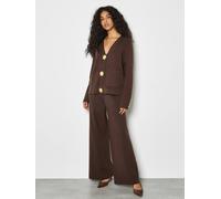 Apricot Statement Hammered Buttons Lightweight Cardigan In Brown Brown 18