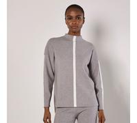 Apricot Stripe Knitted Mock Neck Jumper GREY,WHITE SIZE 18
