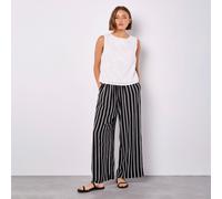 Apricot Stripe Wide Leg Trousers BLACK,WHITE SIZE 10