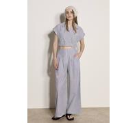 Apricot Women's Stripe Wide Leg Trousers in Navy | Size: 14 Apricot Navy 14