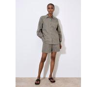 Apricot Striped Linen Shirt In Khaki Khaki 18