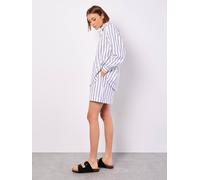 Apricot Striped Linen Shirt In Navy Navy 8