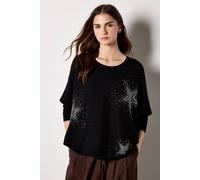 Apricot Women's Stud Star Batwing Tunic Jumper in Black | Size: 12 Apricot Black 12