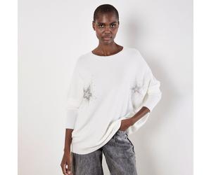 Apricot Stud Star Oversized Batwing Tunic Jumper WHITE SMALL