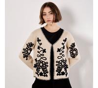 Apricot Swirly Cornelli Embroidery & Blanket Stitch Edge Cardigan