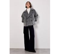 Apricot Tailored Short Peacoat Jacket In Dark Grey Dark Grey 16