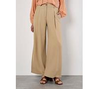 Apricot Tailored Wide Leg Trouser, Beige, Size L, Women Beige