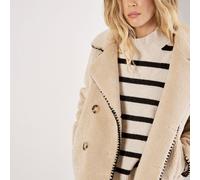 Apricot Teddy Blanket Stitch Edge Jacket STONE 2XL