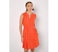 Apricot Textured Cotton Button Down Mini Dress In Orange Orange 10