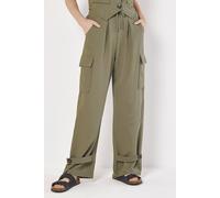 Apricot Textured Pinstripe Cargo Trousers In Khaki Khaki
