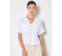 Apricot Textured V-Neck Blouse, White, Size Xs, Women White