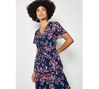 Apricot Women's Watercolour Leaves Chiffon Tiered Maxi Dress in Navy | Size: 12 Apricot Navy 12