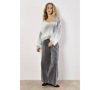 Apricot Tinsel And Fleck V Neck Fisherman Knit Jumper GREY XL