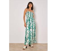 Apricot Tropical Leaf Satin Maxi Dress In Stone Stone 16