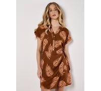 Apricot Women's Tropical Leaf Wrap Mini Dress in Terracotta | Size: 14 Apricot Terracotta 14