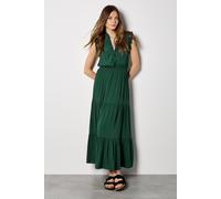 Apricot Women's V-Neck Ruffle Tiered Maxi Dress in Green | Size: 8 Apricot Green 8