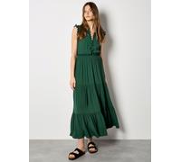 Apricot Vneck Ruffle Tiered Dress, Green, Size Xs, Women Green