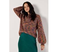 Apricot Women's Waffle Knit Space Dye Jumper in Orange | Size: 18 Apricot Orange 18